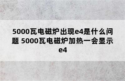 5000瓦电磁炉出现e4是什么问题 5000瓦电磁炉加热一会显示e4